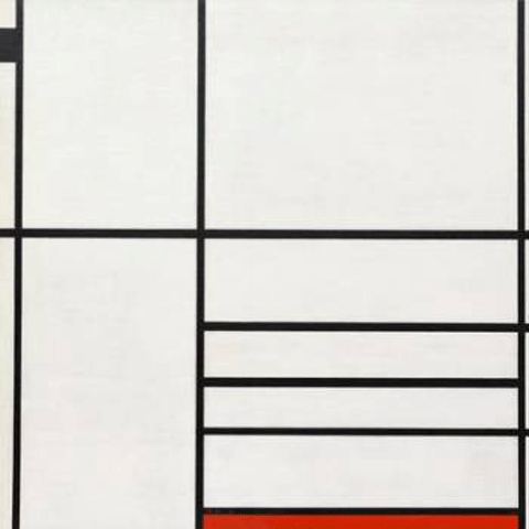 reproductie Compositie wit, zwart en rood van Piet Mondriaan